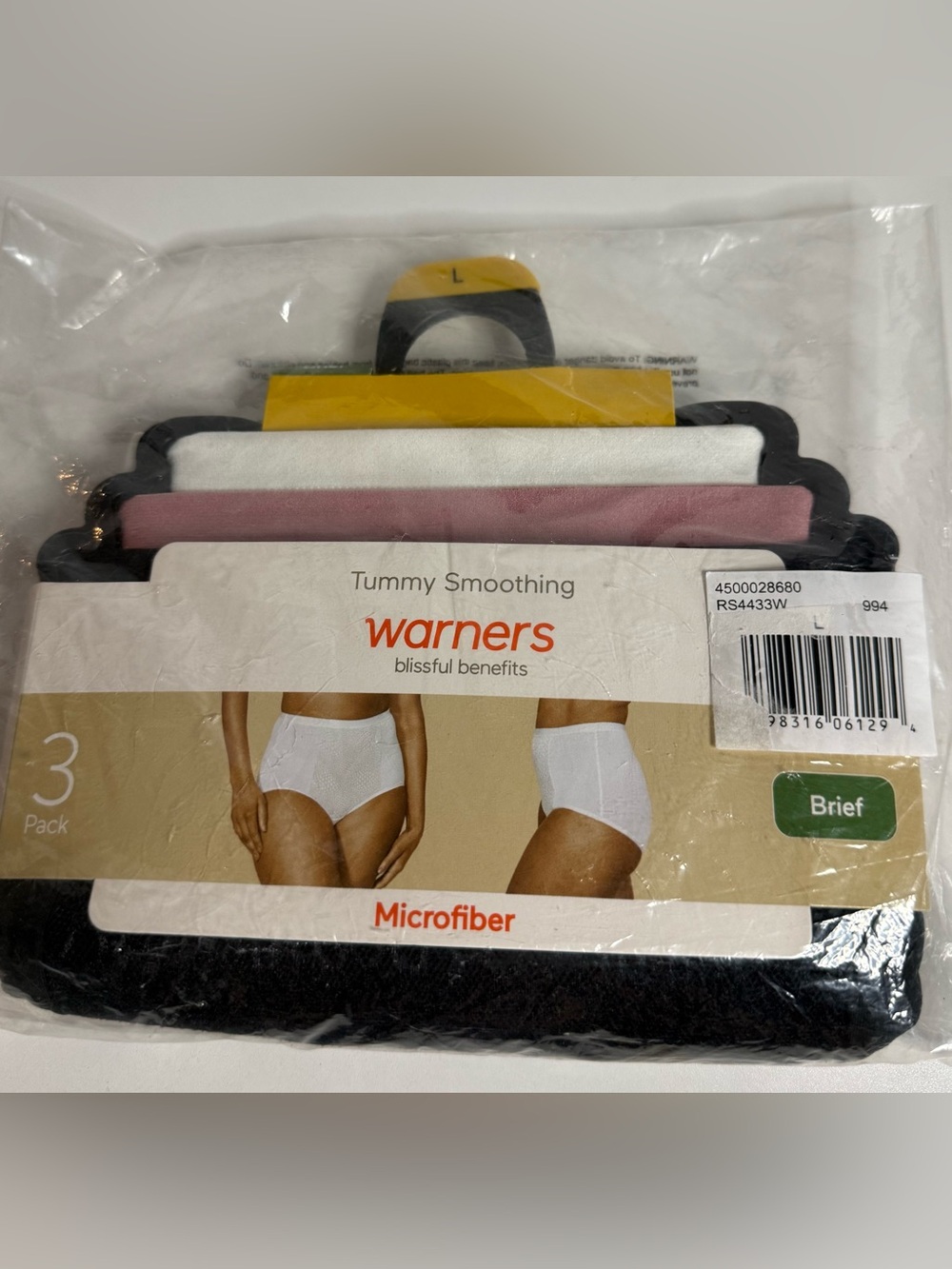 Warner's Microfiber Tummy Smoothing Briefs - White, Pink, Black